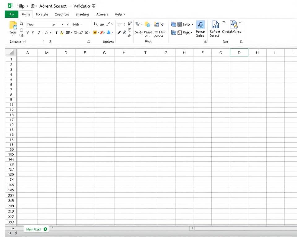 A detailed spreadsheet interface with a clean, professional design. The foreground features a central grid of cells with advanced formatting options, such as merged cells, conditional formatting, and data validation. The middle ground showcases a toolbar with a range of formatting tools, including font styles, alignment, borders, and shading. In the background, a minimalist layout with a soft, neutral color palette creates a serene and focused environment. The lighting is natural and diffused, giving the scene a sense of clarity and precision. The camera angle is positioned to provide an overview of the spreadsheet's advanced capabilities, inviting the viewer to explore the depth of customization options available.